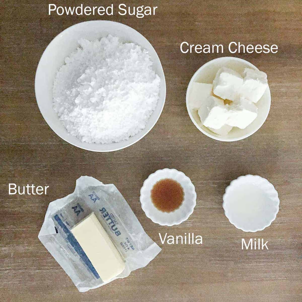 Ingredients for frosting.