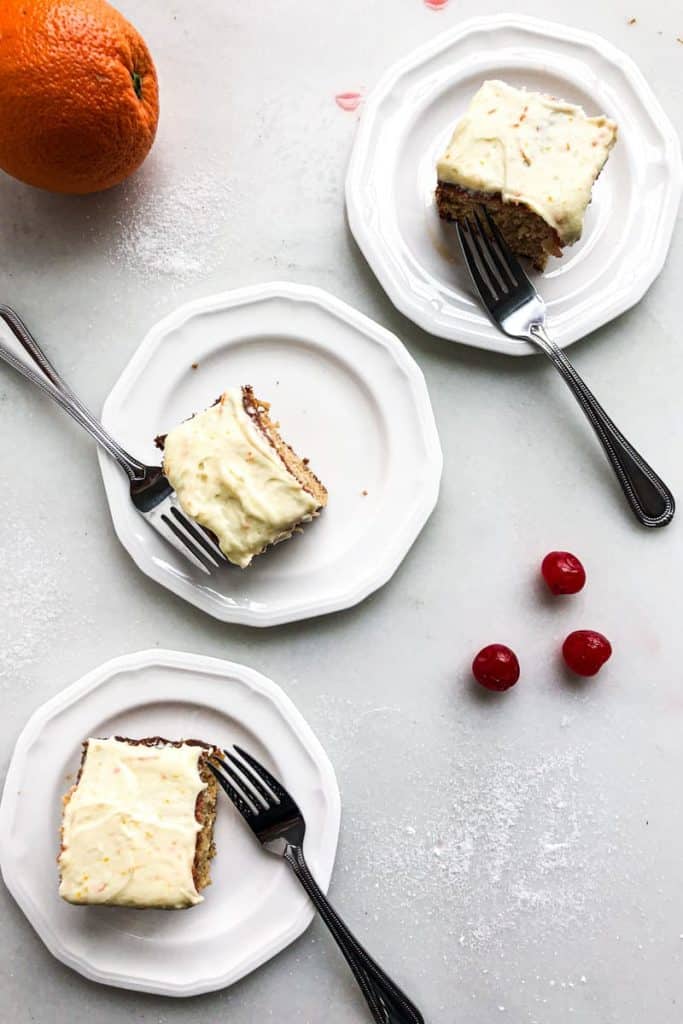 slices of brandy old fashioned cake on plates