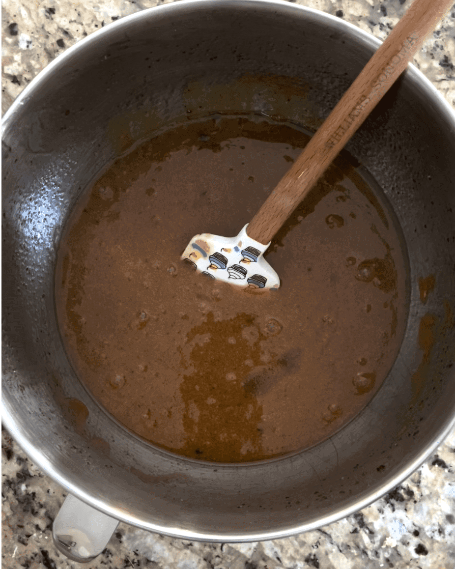 Brown butter mixed in to the batter.