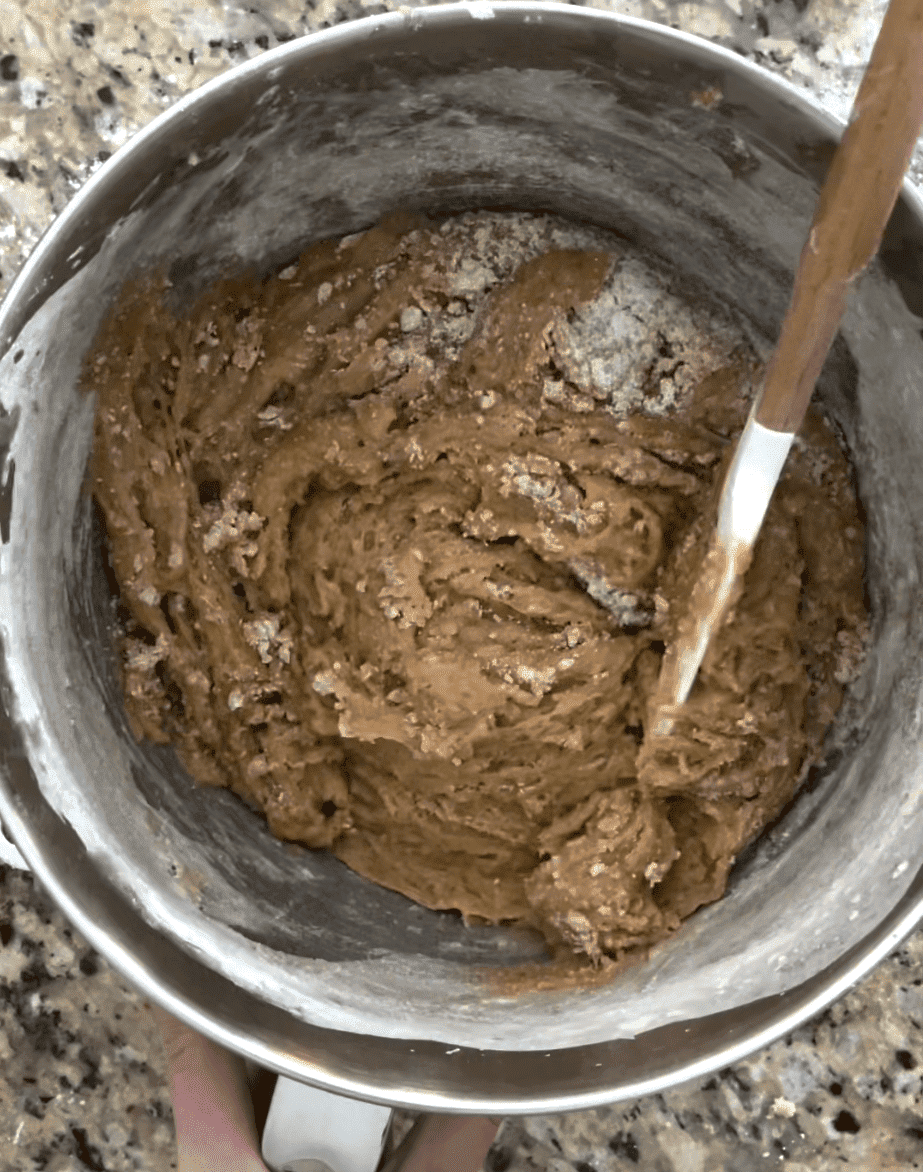 Flour and baking powder mixed in to the batter.