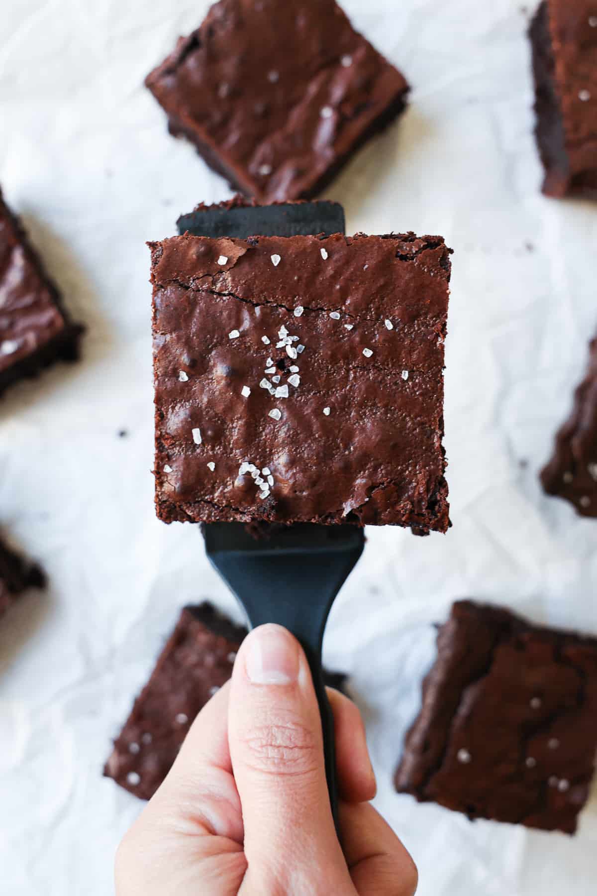 Dark chocolate brownies are a great dessert to go with spaghetti.