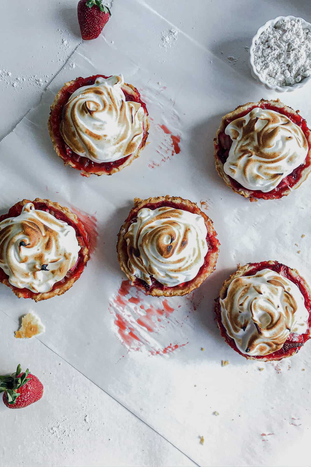 Strawberry rhubarb tartlets are a great dessert to go with spaghetti.